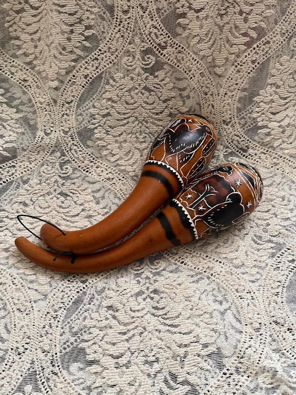 Gourd percussion shakers instrument Alpaca carved